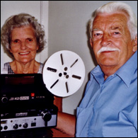 Geoff and Mabel with their projector