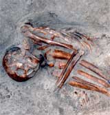 The skeleton of a mummy found in rock on South Uist