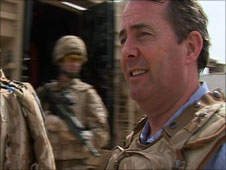 Liam Fox, MP, UK Defence Secretary, in Afghanistan
