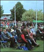 Crowds sit and enjoy the Royal Show events 