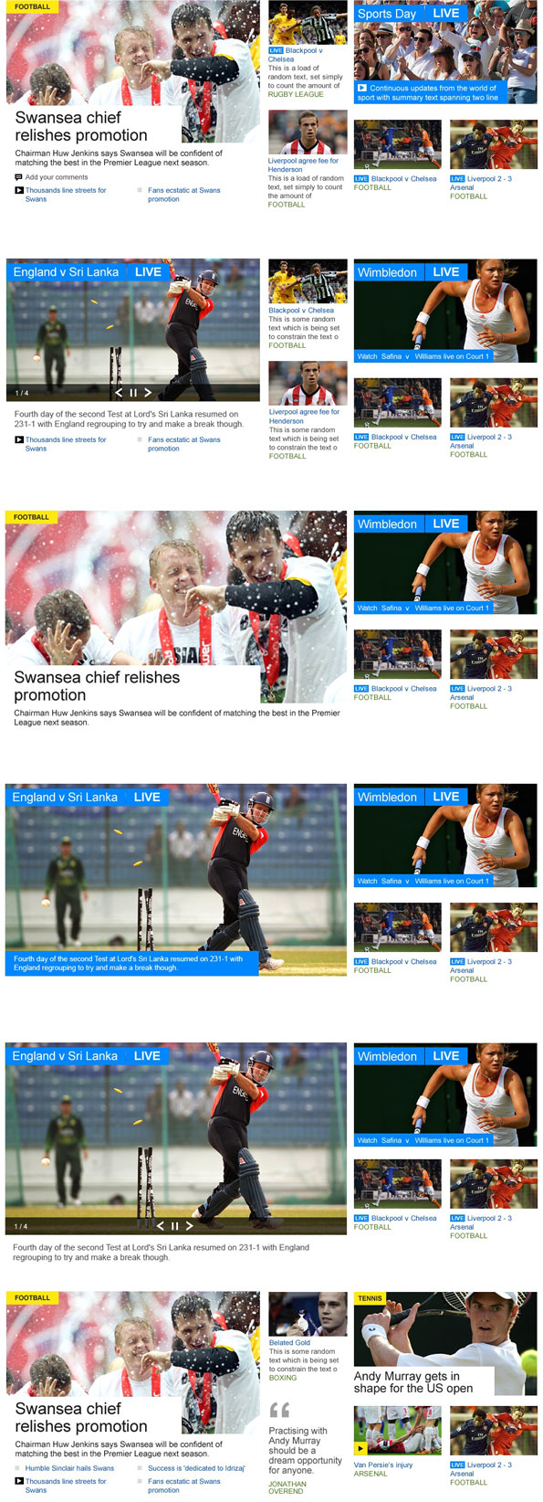 Mock-ups of different combinations of appropriate promotional boxes.