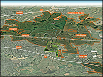 Aerial picture of proposed ecotown area