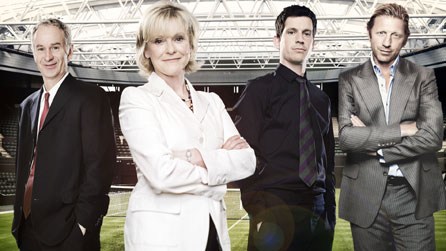 L-R: John McEnroe, Sue Barker, Tim Henman and Boris Becker