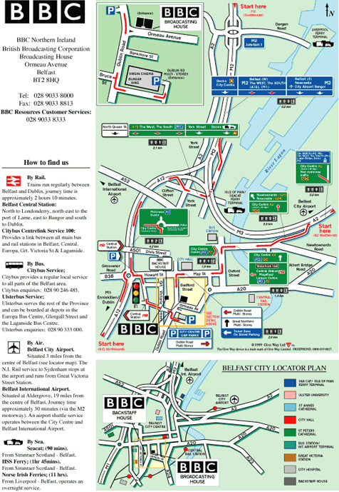 Map and directions to BBC NI venues