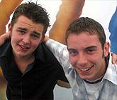 Myrddin a Trystan o Chwilog, enillwyr y Ddeuawd Cerdd Dant dan 21 oed 