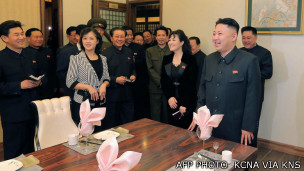 朝鮮官方通訊社發佈的金正恩視察海棠花館圖片