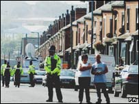 Leeds'de baskınların yapıldığı bir bölge