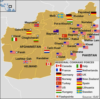 Bản đồ quân nước ngoài ở Afghanistan
