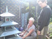 Catherine and Jim examine a temple