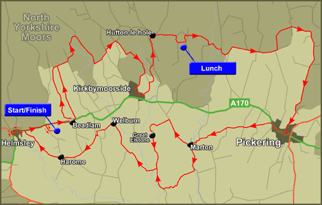 Beadlam Tractor Run route map