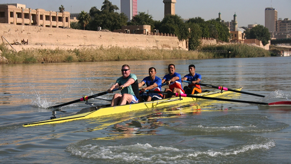 Matthew Pinsent and Iraq's rowers on the Tigris in Baghdad