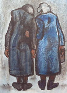 Karel Lek painting 'Visitors - Ysbyty Gwynedd'. Courtesy Karel Lek / Oriel Ynys Môn