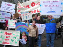 Protest outside Buildwas School