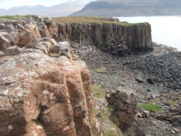 Basalt Columns in Ulva. Looking south east across Loch na Keal