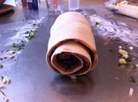 Buckinghamshire bacon badger: rolled up