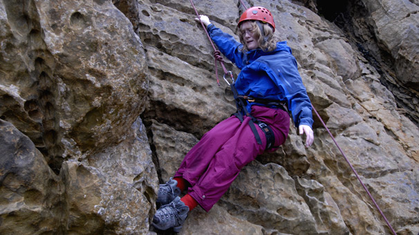 Vanessa Cahill rock climbing.
