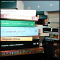 Books lined up for the Read-a-Thon