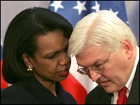 कोंडोलीज़ा राइस और जर्मनी के विदेश मंत्री