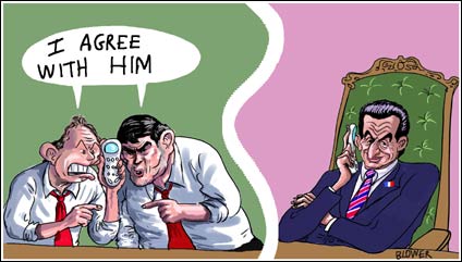 Blair, Brown, Sarkozy cartoon two