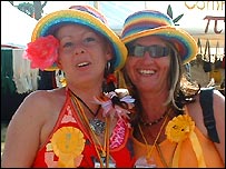 Festival-goers at Glastonbury 2004