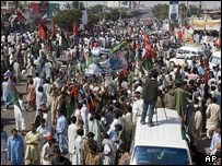 طرفداران بی نظیر بوتو در کراچی