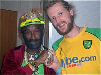Finbarr Carter from Rebel Lion Sound System with Lee 'Scratch' Perry