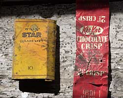 Cigarette packet and a Kit-Kat wrapper