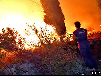 A firefighter near Dubrovnik