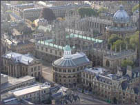 Oxford from the air - the Sheldonian Theatre