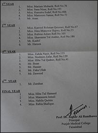 پنجاب میڈیکل کالج کی لسٹ