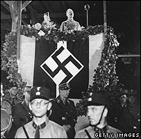Hitler addressing Nazi rally in Potsdam, 1932