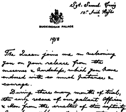 Letter from King George V to Samuel Craig