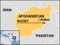 khost in the afghan map