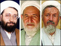 از راست به چپ: مومن، یزدی، لاریجانی