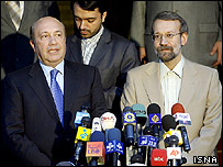 علی لاريجان و ايگور ايوانف - عکس از ايسنا 