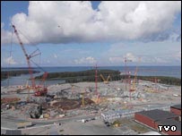 Staveniště, kde má vyrůst reaktor Olkiluoto 3