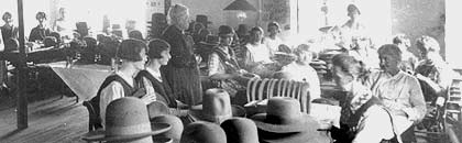 Hatters at Hatton's hat factory