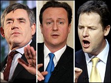 Gordon Brown, David Cameron and Nick Clegg