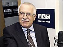 Český prezident Václav Klaus v BBC