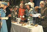 Photograph from the set of BBC Dad's Army - the homeguard socialize