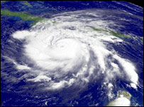 Satelitní snímek hurikánu Ivan