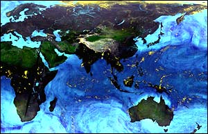 Satelitní snímek planety Země