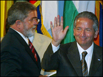 Lula e o presidente de Honduras, Ricardo Maduro
