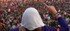 Benazir Bhutto at at a political rally on the day of her assassination