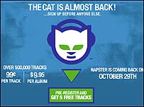 Página do Napster na internet