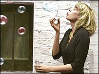 Lettie blowing bubbles