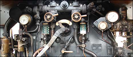 Controls on a steam loco