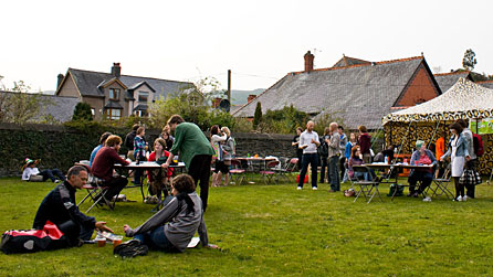 Photograph of people at the Machynlleth Comedy Festival