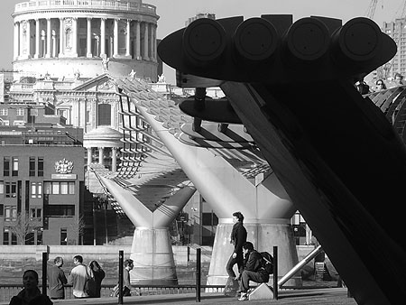 Outside the Tate Modern, of the Millenium Bridge.
