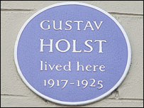 Blue plaque for Gustav Holst
